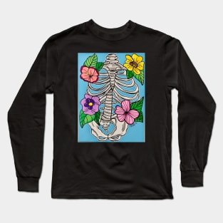 Ribcage with Flowers Long Sleeve T-Shirt